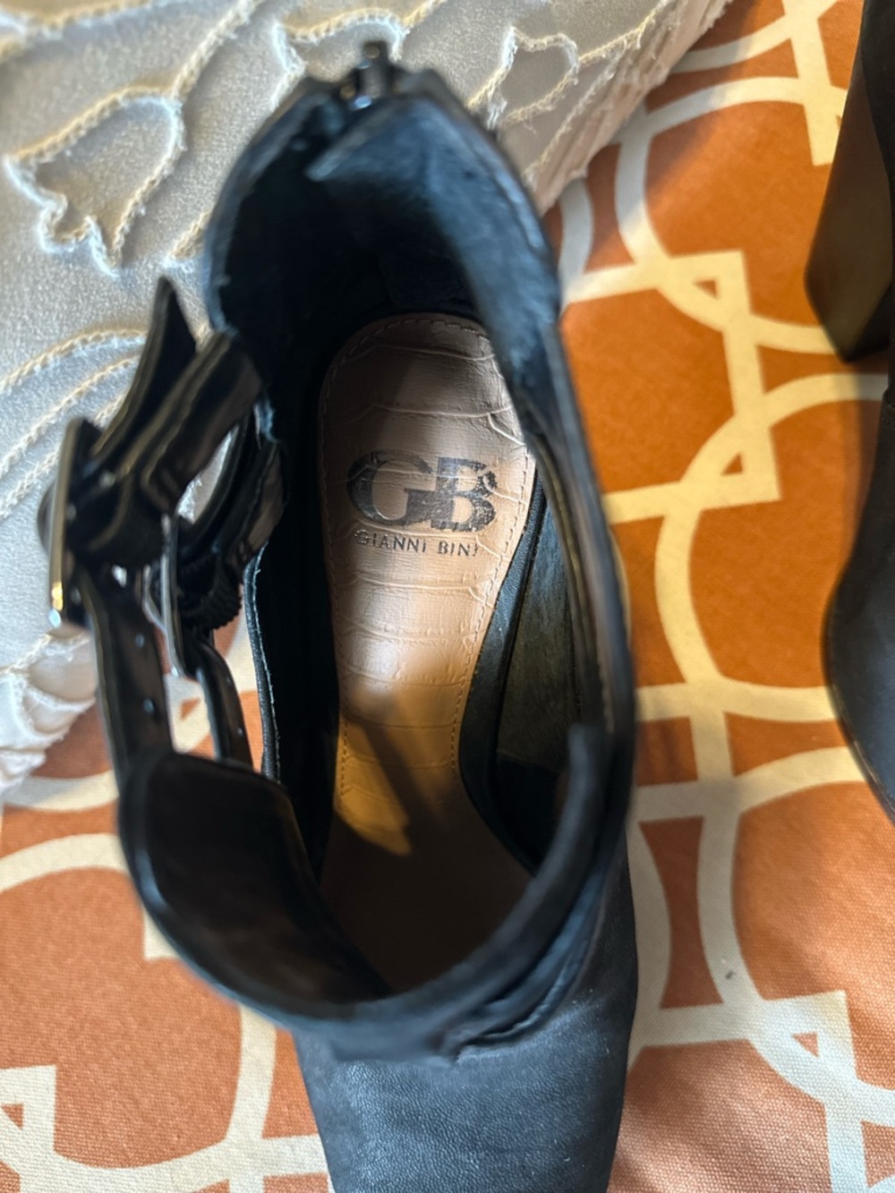 Gianni Bini Black Suede Buckle Ankle Booties